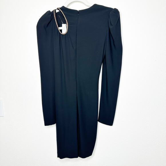 NEW Helsi Josephine Black Gold Crystal Rope Asymmetric Long Sleeve Mini Dress - Picture 6 of 8